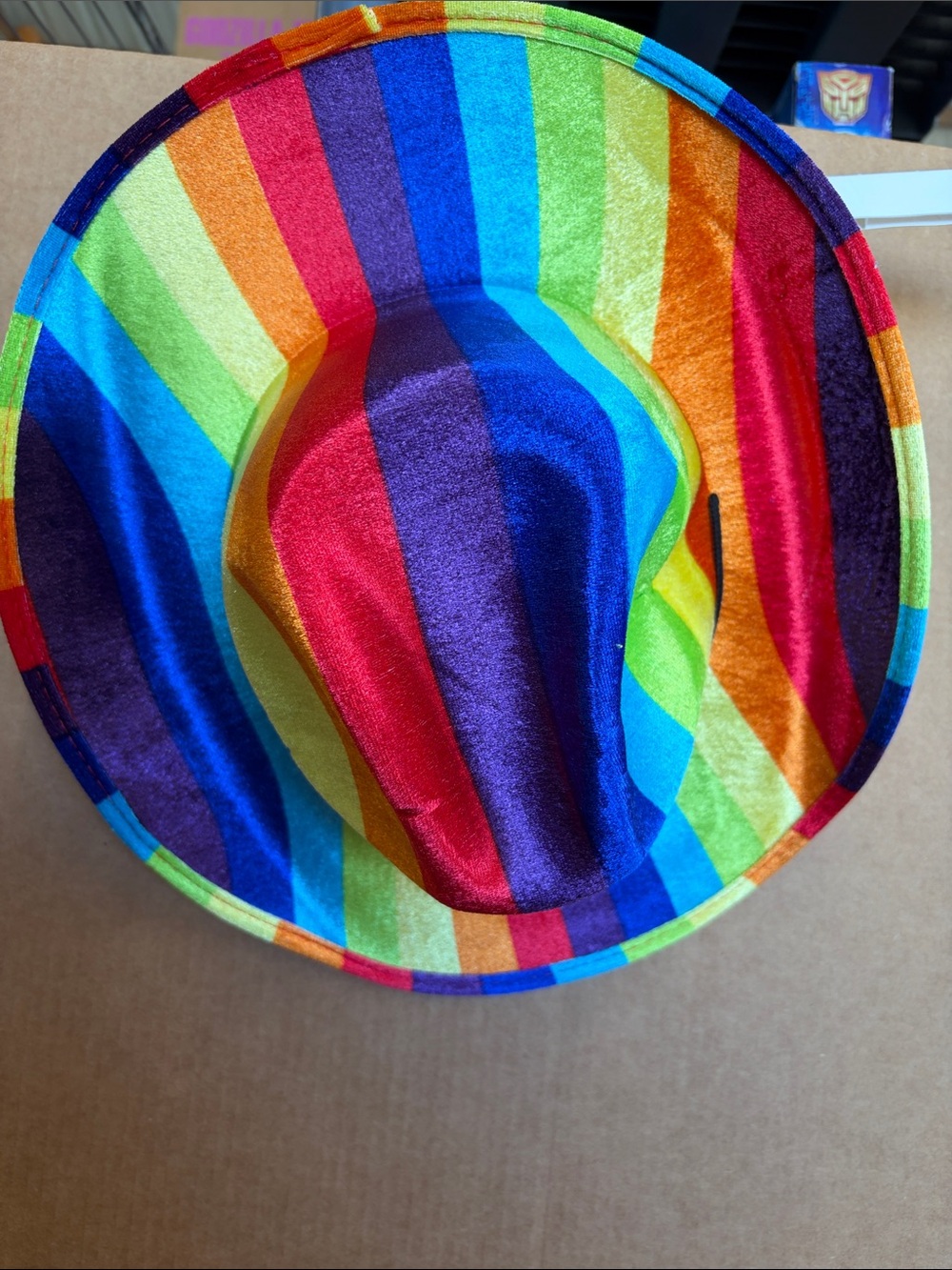 Rainbow Striped Velvet Fedora Hat
